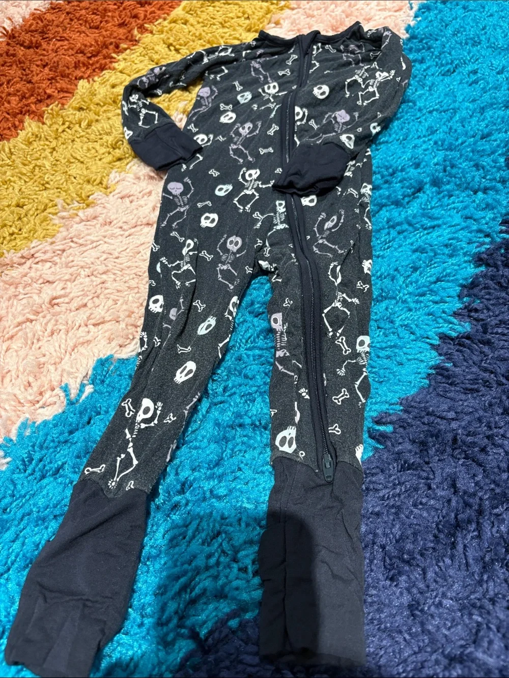 Little Sleepies Black and White Skeleton Footless Pajamas